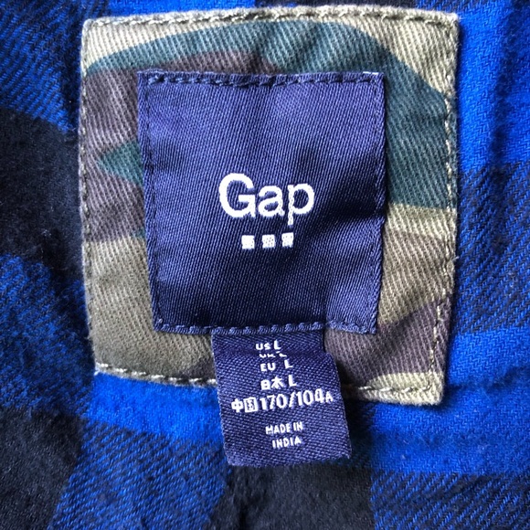 Gap Camo Utility Military Jacket Women’s L Army Green Flannel Lined Snap Closure - Picture 7 of 8